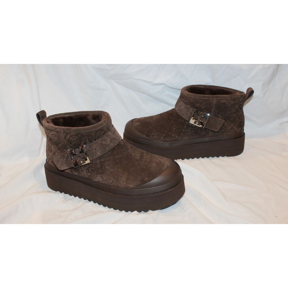Tory Burch Women's Mellow Shearling Platform Boots NEW w/dustbag BROWN 8 $425